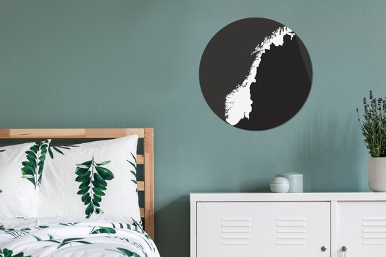 Illustration de la Norvège en noir et blanc Sticker mural cercle mural 50x50 cm / cercle papier peint / cercle mural / cercle vivant - autocollant & coupe ronde