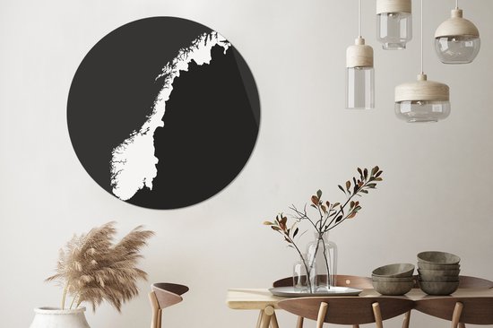 Illustration de la Norvège en noir et blanc Sticker mural cercle mural ⌀ 140 cm / cercle papier peint / cercle mural / cercle vivant - autocollant et découpe ronde