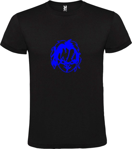 Zwart T-Shirt met “ Halloween Chucky “ afbeelding Donker Blauw Size M