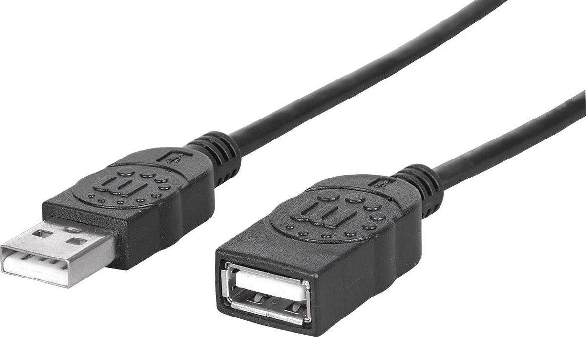 Manhattan - 308519 - USB-kabel - 1 m - USB 2.0- USB A - Zwart