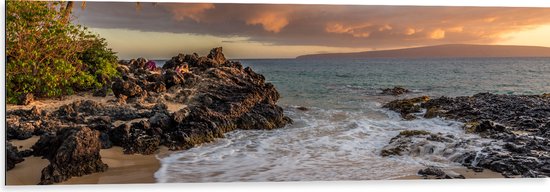 WallClassics - Dibond - Tropisch Strand - 120x40 cm Foto op Aluminium (Wanddecoratie van metaal)