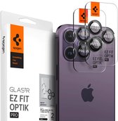 Spigen GlasTR EZ Fit Optik Pro - Camera Lens Protector Geschikt voor Apple iPhone 15 Pro / iPhone 15 Pro Max - met Installatieframe - Duo Pack - Zwart