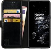 Rosso Element Book Case Wallet Hoesje Geschikt voor OnePlus 10T | Portemonnee | 3 Pasjes | Magneetsluiting | Stand Functie | Zwart