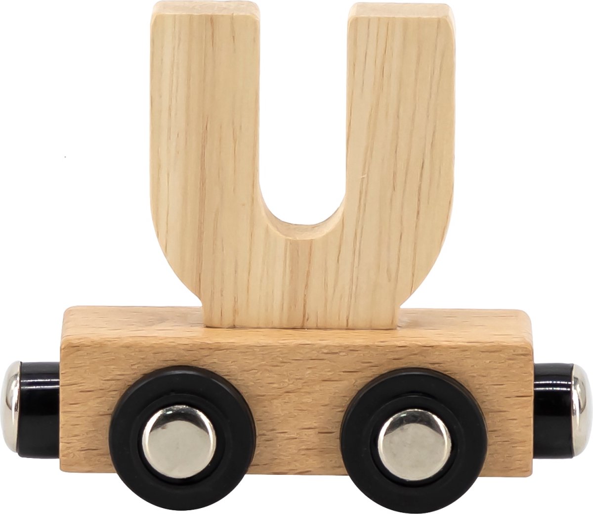 Tryco Houten Naturel Lettertrein Letter U - Letterwagon voor Woorden en Naamtreinen - Stimuleert Creativiteit en Motoriek - Vanaf 3 Jaar