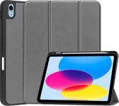 Cazy Geschikt voor Apple iPad 2022 hoes - Smart Tri-Fold Tablet Book Case Cover met Penhouder - Grijs