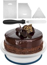 PrimeMatik - Base pivotante pour gâteaux de 28 cm avec 4 spatules. Plate-forme tournante Wit