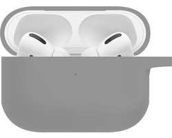 Hoesje - Geschikt voor Apple AirPods Pro 2 - met Clip - Siliconen Hoes - Silicone Case Cover - Grijs