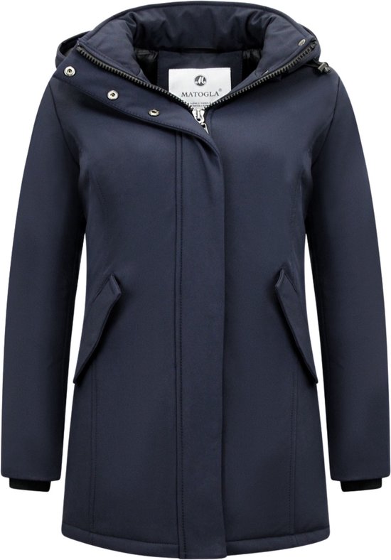 MATOGLA Manteau d'hiver pour femme avec col en imitation fourrure - Coupe slim - Blauw