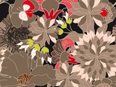 Fotobehangkoning - Behang - Vliesbehang - Fotobehang - floraal motief - grijs - 350 x 270 cm