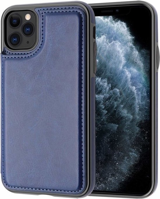 ShieldCase Wallet case iPhone 12 / iPhone 12 Pro - 6.1 pouces - bleu + verre protecteur d'écran