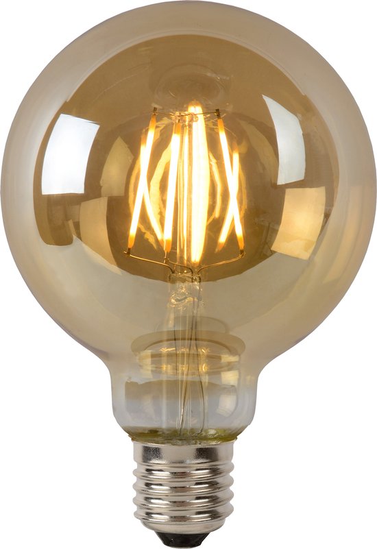 Lampe à incandescence Lucide G95 - Ø 9,5 cm - LED Dim. - E27 - 1x5W 2700K - Ambre