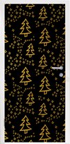 Deursticker Kerst - Goud - Zwart - Patroon - 85x215 cm - Deurposter