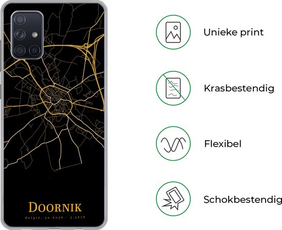 Coque Samsung Galaxy A51 5G - Tournai - Carte - Or - Coque de téléphone en Siliconen