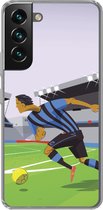 Geschikt voor Samsung Galaxy S22 hoesje - Een illustratie van spelers die voetballen in een stadion - Jongetje - Meisjes - Kinderen - Siliconen Telefoonhoesje