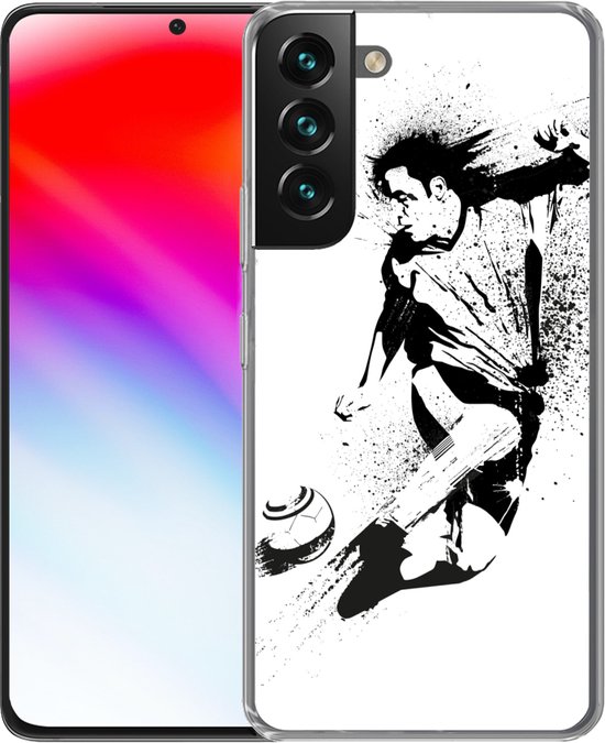 Coque Samsung Galaxy S22 - Une illustration d'une personne tirant un ballon de football vers le but - Garçons - Garçon - Enfant - Coque de téléphone en Siliconen