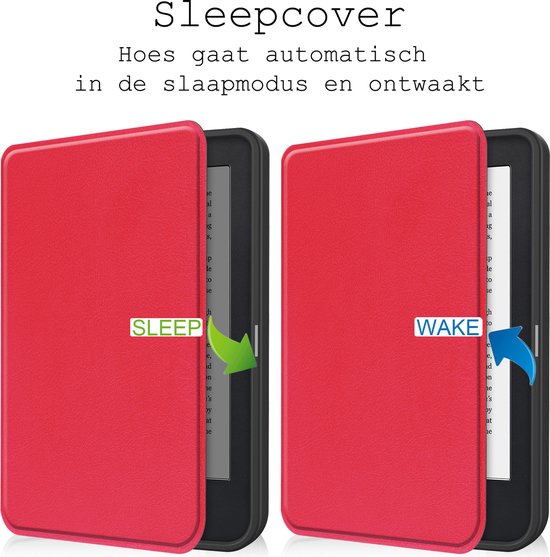 Hoes Geschikt voor Kobo Clara 2E Hoesje Bookcase Cover Hoes - Hoesje Geschikt voor Kobo Clara 2E Hoes Cover Case - Rood van Fesit. — afbeelding 4
