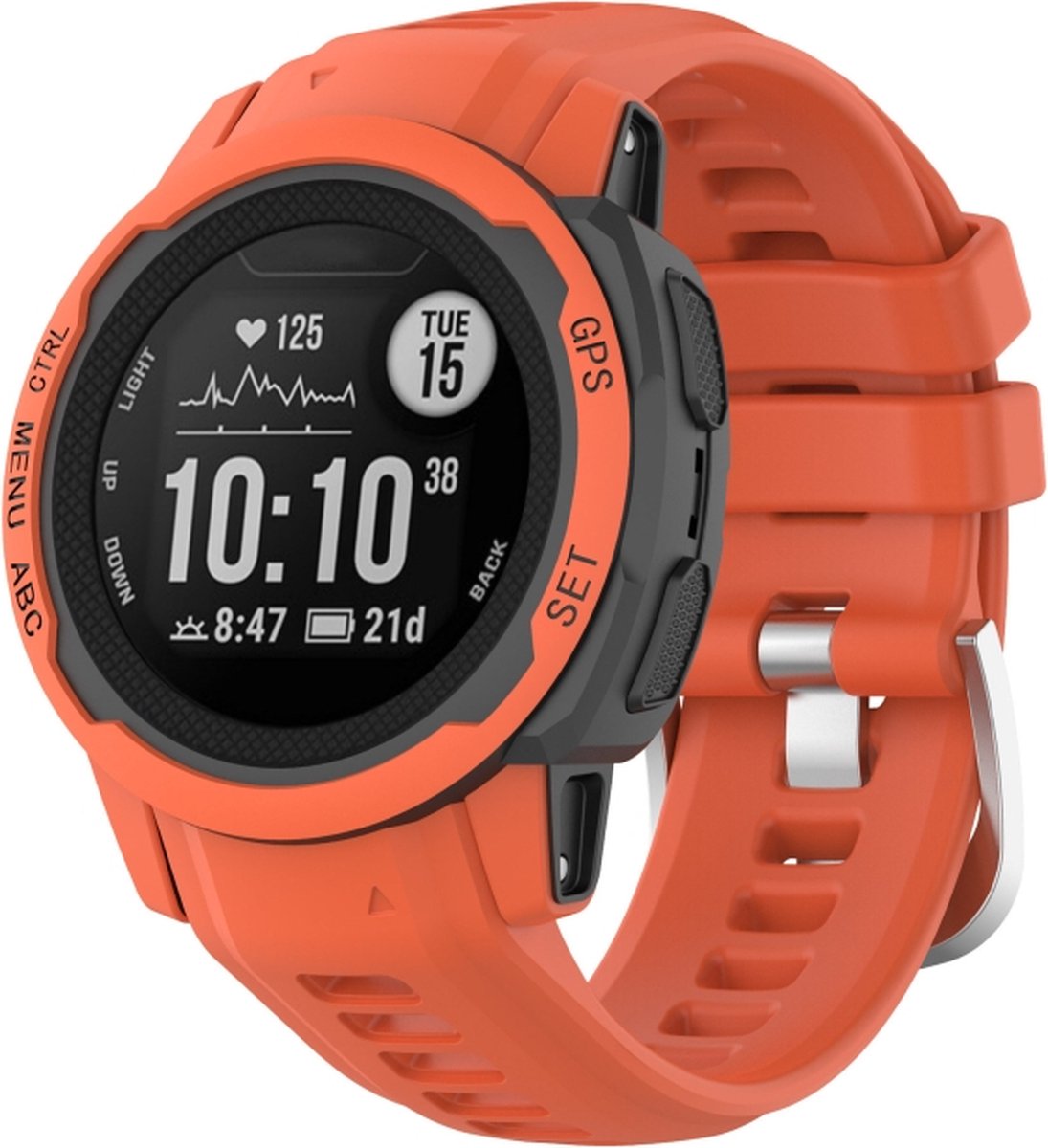 Siliconen bandje - geschikt voor Garmin Instinct 2S - koraalrood