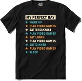 My perfect gaming day play video games - T-Shirt - Unisex - Zwart - Maat S