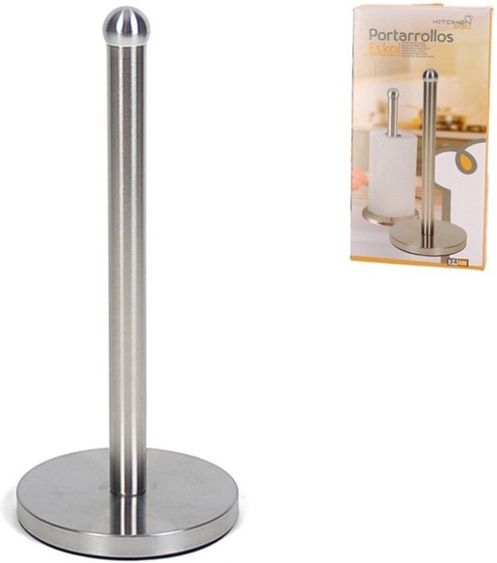 Relaxdays Porte-rouleau papier essuie-tout, vertical, inox brossé