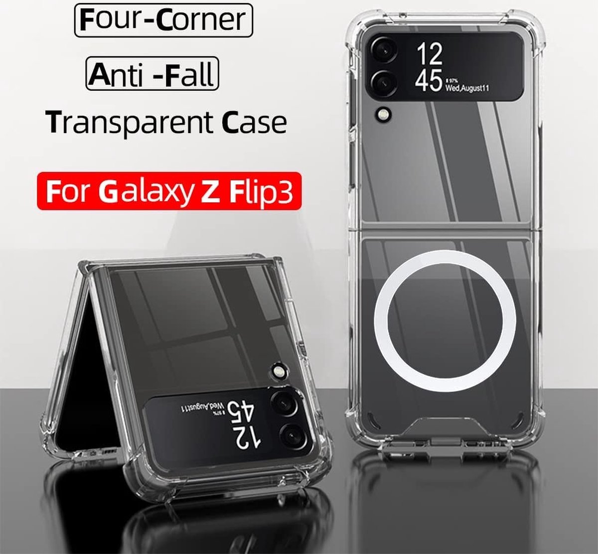 Coque Samsung Z Flip 3 avec fonction de charge Coque transparente