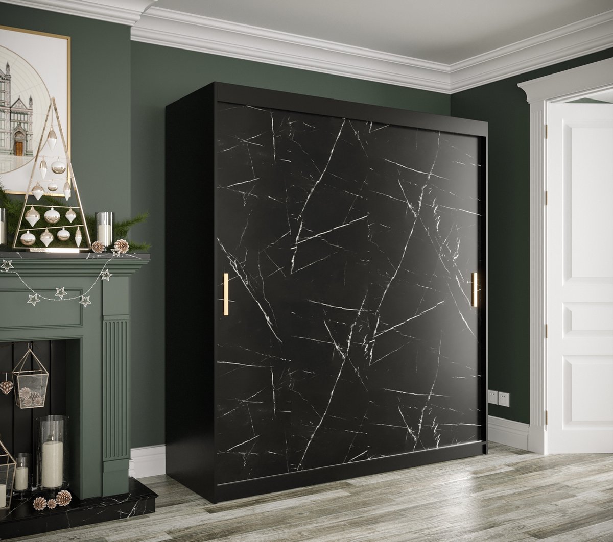 Armoire Avec Portes Vitrées Et éclairage LED - Dimensions 80x50x170 Cm | 2 Tiroirs + Tringle à Vêtements | Blanc, Design Moderne Pour Chambre Ou Dressing