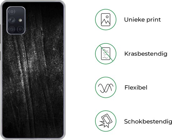Telefoonhoesje Geschikt voor Samsung Galaxy A71 hoesje - Metaal print - Zwart - Glitter - Siliconen Telefoonhoesje