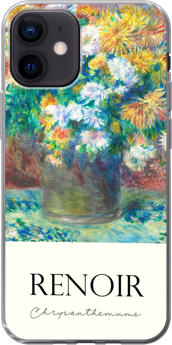 Telefoonhoesje Geschikt voor iPhone 12 hoesje - Renoir - Chrysanthemums - Schilderij - Siliconen Telefoonhoesje Telefoonhoesje