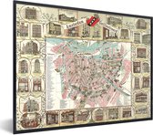 Photo encadrée - Un plan de ville historique et détaillé d' Amsterdam cadre photo noir - Carte 40x30 cm - Affiche encadrée (Décoration murale salon / chambre)