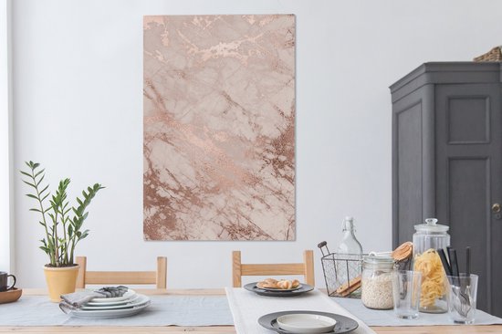 Peintures sur Toile Marbre - Rose - Luxe - 80x120 cm - Décoration murale