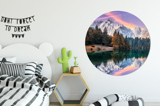 Cercle mural - Nature - Nuages ​​- Arbres - Neige - Décoration murale ronde - Cercle mural - Tableaux ronds - 120x120 cm - Décoration murale - Plastique