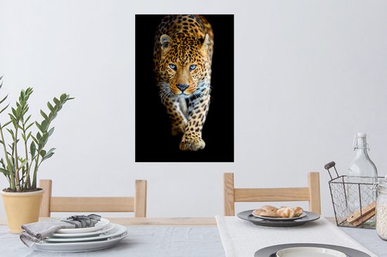 Stickers muraux - Feuille Autocollant - Léopard - Animaux - Portrait - Animaux Sauvages - Zwart - 40x60 cm - Film Adhésif - Stickers muraux Chambre Enfant - Papier Peint Autocollant