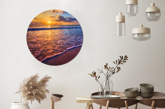 Cercle mural - Cercle mural - Mer - Plage - Horizon - Soleil - Plastique - Cercle mural intérieur - Tableau rond - 90x90 cm - Cercle Décoration murale