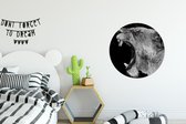 WallCircle - Cercle Mural - Cercle Mural - Animaux - Lion - Zwart - Wit - Portrait - Aluminium - Dibond - 60x60 cm - Intérieur et Extérieur