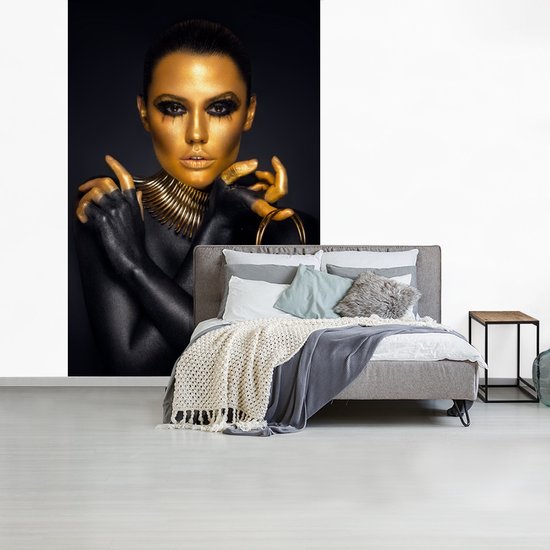 Papier peint - Papier peint photo peint Maquillage - Sac - Or - Largeur 180 cm x hauteur 280 cm
