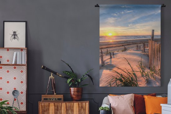 Tapisserie - Plage - Coucher de soleil - Dune - Mer - Tapisserie murale - Décoration de la maison - Katoen - Tapisserie - 120x160 cm - Tapisserie - Décoration murale chambre - Décoration murale - Tapisseries - Tapisserie murale