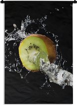 Wandkleed - Wanddoek - Kiwi - Fruit - Stilleven - Water - Zwart - 120x180 cm - Wandtapijt