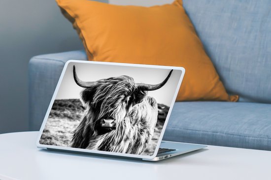 Autocollant pour ordinateur portable - 10,1 pouces - Highlander écossais - Nature - Vache - Zwart - Wit - 25x18cm - Autocollants pour ordinateur portable - Skin pour ordinateur portable - Housse