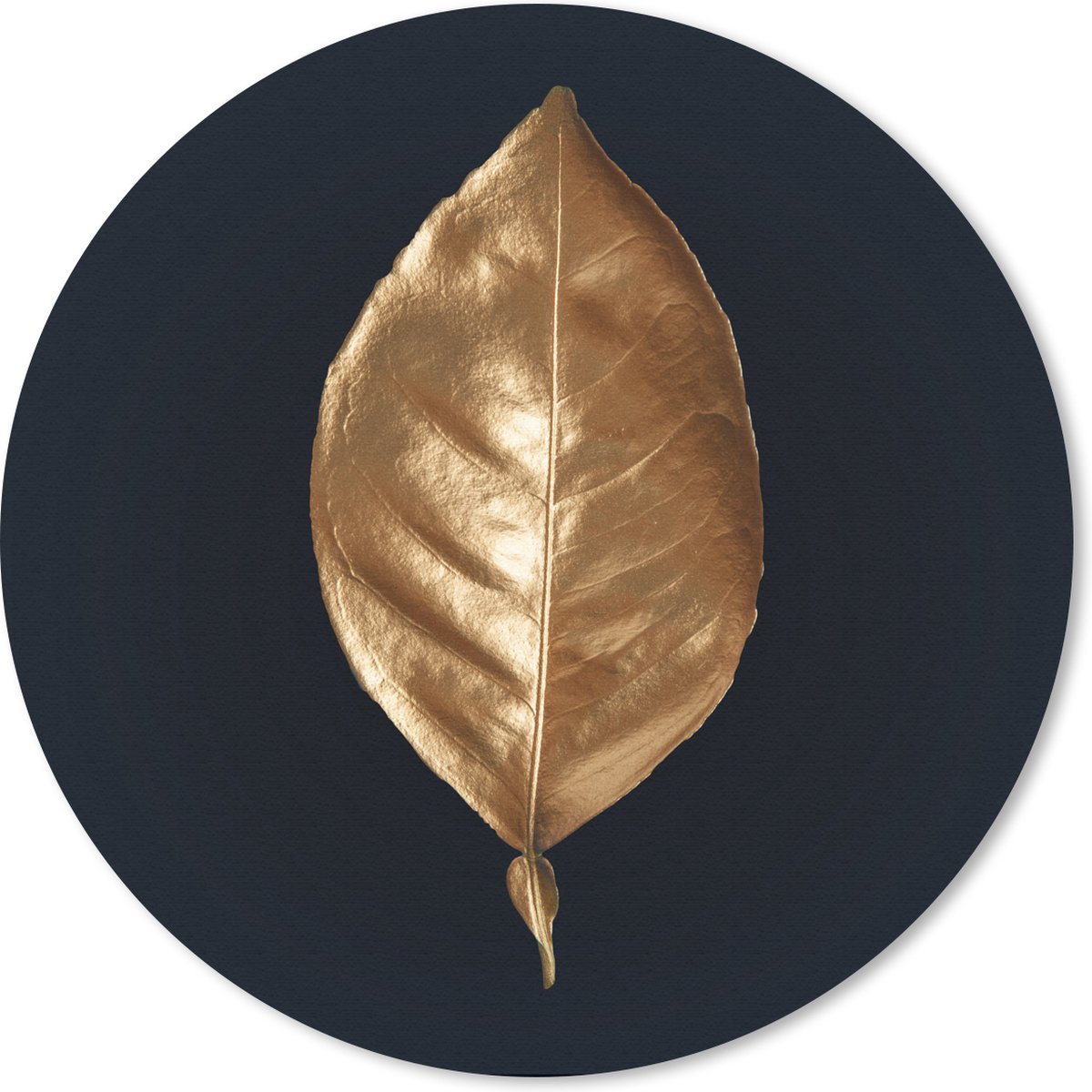 Muismat rond 40x40 cm - Mousepad Bladeren - Chic - Goud - Planten - Zwart - Ronde muismatten