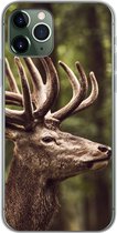 Geschikt voor iPhone 11 Pro hoesje - Hert - Natuur - Gewei - Bos - Dieren - Siliconen Telefoonhoesje