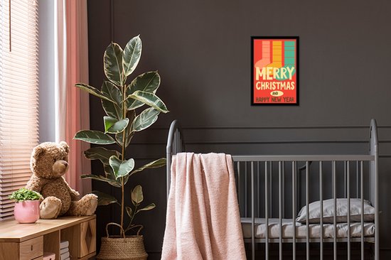 Illustration de Noël de chaussettes avec la citation Joyeux Noël et Happy Année 20x30 cm - petit