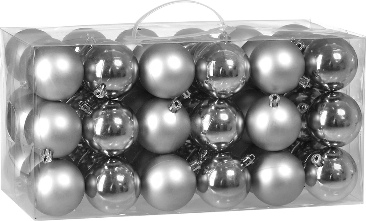 Casaria Kunststof Kerstballen 54er Set - Mat Glanzend Ø 3 4 6 cm Zilver