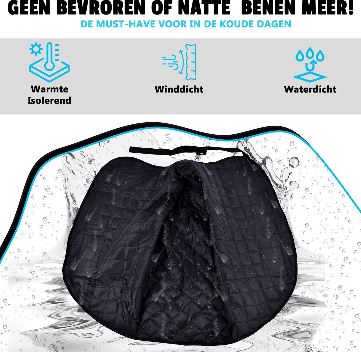 W&Z Scooter beenkleed - Universeel Beenkleed scootmobiel - Beenwarmer - Deken - Hoes - Scooter Accesoires - Waterdicht - Winddicht - Zwart – foto 7