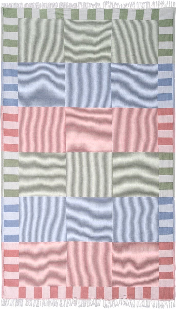 Trimita Patchwork hamamdoek - 100x160 cm - groen/turkoois