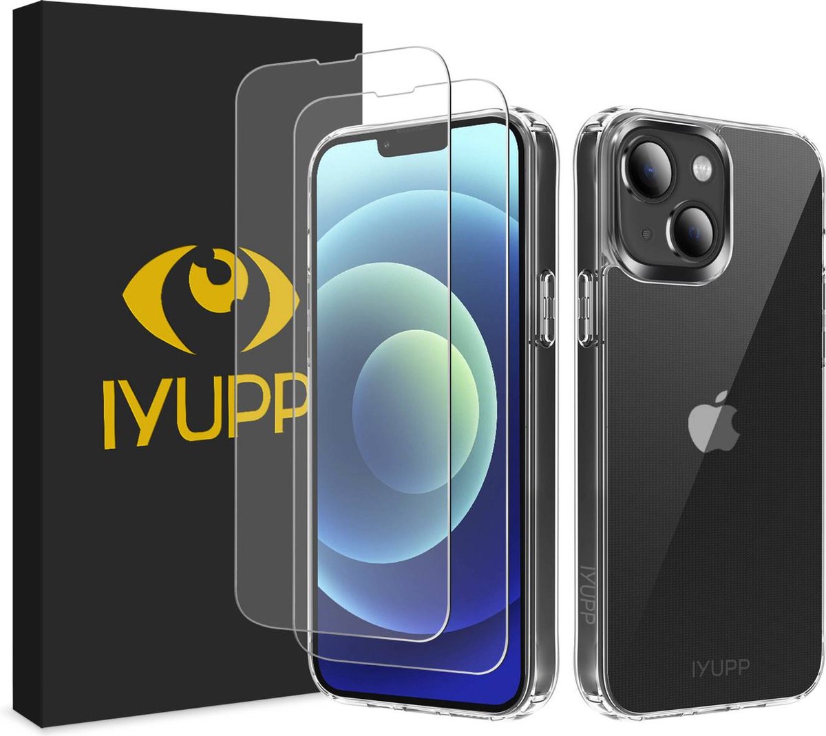 IYUPP Set met Hoesje en 2 Screenprotectors - Geschikt voor Apple iPhone 14 Plus - Transparant