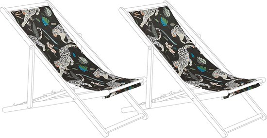 Beliani ANZIO/AVELLINO - Housse pour chaise longue lot de 2 - noir - polyester