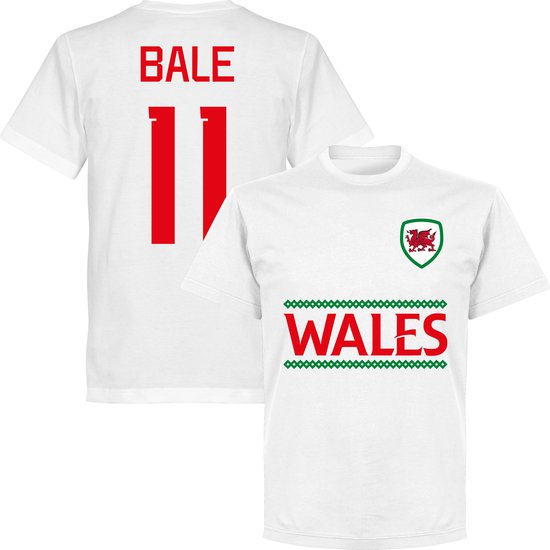 Wales Reliëf Bale Team T-Shirt - Wit - Kinderen - 104