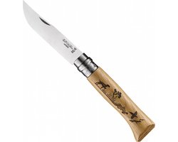 Opinel No.08 Dog Engraved Zakmes RVS Hout