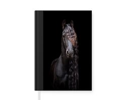 Notitieboek - Schrijfboek - Paarden - Fries - Manen - Zwart - Dieren - Notitieboekje klein - A5 formaat - Schrijfblok