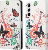 Hoesje Portemonnee Book Case Butterfly Print Geschikt voor Samsung Galaxy S23 Plus