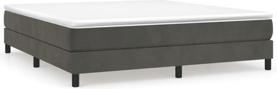 Cadre de lit vidaXL 180 x 200 cm en velours gris foncé avec sommier tapissier – Couleurs foncées – Velours – Lit double – Pieds empilables